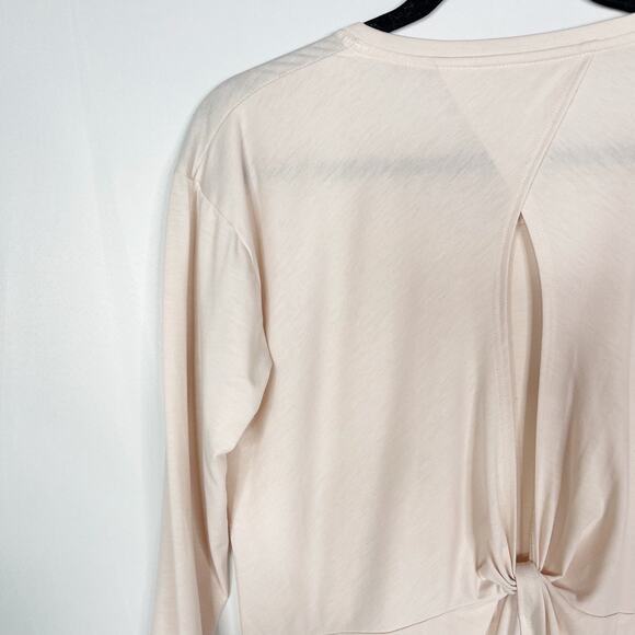 Athleta XSmall Light Pink Essence Twist Long Sleeve Top Crew Neck Keyhole Back - Picture 8 of 12